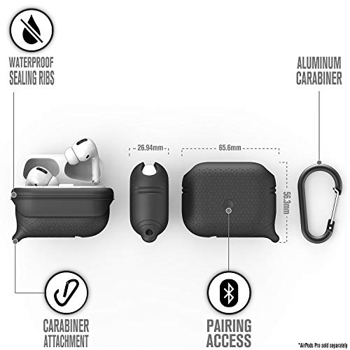 Catalyst- Waterproof Case For Airpods Pro(1St & 2Nd Generation)- Premium Edition. Compatible Wireless Charging, One-Piece Design, High Drop Protection, With Carabiner, Soft-Touch - Stealth Black #TOP7