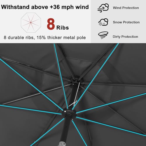 Image of ABCCANOPY 10FT Patio Umbrella Outdoor Garden Table Umbrella Market Umbrella with Tilt Adjustment and Crank Lift System, 8 Ribs,12+Colors,Iron Gray