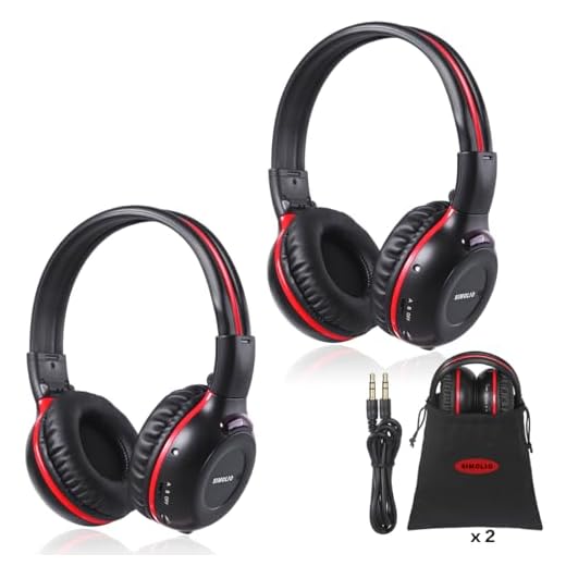 SIMOLIO 2 Pack of Wireless Car Headphones, 2 Channel IR Wireless Headphones for Kids, Not Bluetooth, in Car DVD Headsets with Storage Bag for Vehicle Universal Rear Entertainment System
