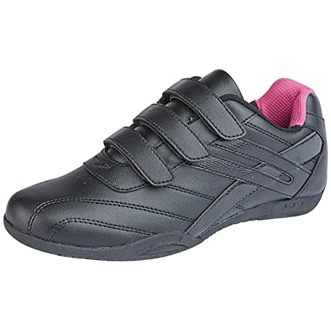 PDQ RAVEN Ladies Budget Velcro Trainers White 3 Colours - Black/Fuchsia PU, Ladies UK 6 / EU 39 Cover