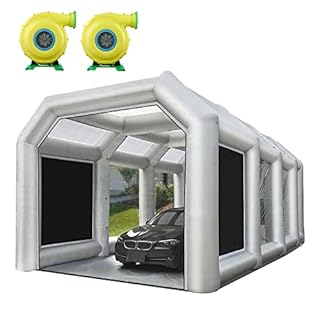 FLAPKWAN Inflatable paint booth 28X15X10FT portable paint booth with 950W+950W blowers for professional cars or auto parts painting polishing and other spray works