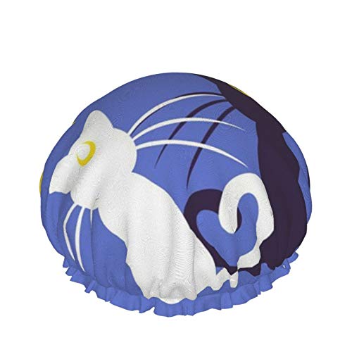 Shower Cap Reusable Double Layers Bath Cap Waterproof Exterior PEVA Lining Hair Bonnet for Women （1 pieces）