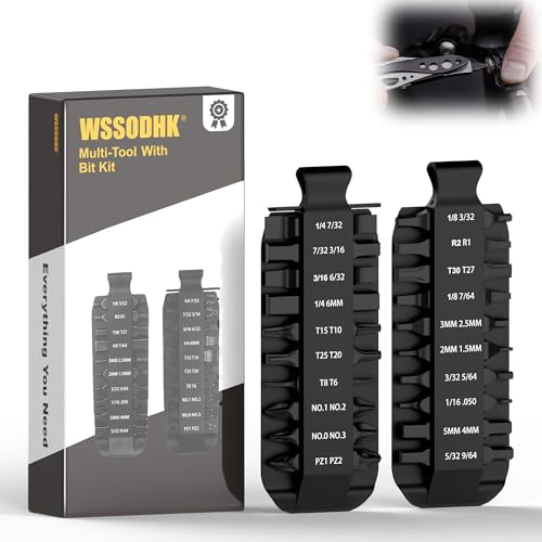 Image of Flat Bit-Kit Designed for Leatherman Multi-Tool Screwdrivers, Industrial-Grade Hardened S2 Impact Steel, Comprises Double Sheaths and Storage Pouch (21-Piece Bit Set)