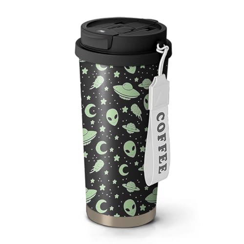 El Mejor Listado de Marciano Tumblr - los preferidos. 47 Xchearser - Taza de café alienígena de 18 onzas con tapa y pajita, vaso aislado de acero inoxidable ufo Lover, botella de agua con correa, regalos para mujeres amantes de los...