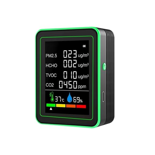 co2センサー 6 in 1 二酸化炭素検知器 空気質モニター 高い測定精度(Black)