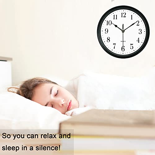 Woophen 10 Inch Wall Clock Silent Non-Ticking Modern Wall Clocks Battery Operated,Analog Small Classic Clock For Home,Office,School,Bedroom,Bathroom,Kitchen,Living Room(Black) #TOP1