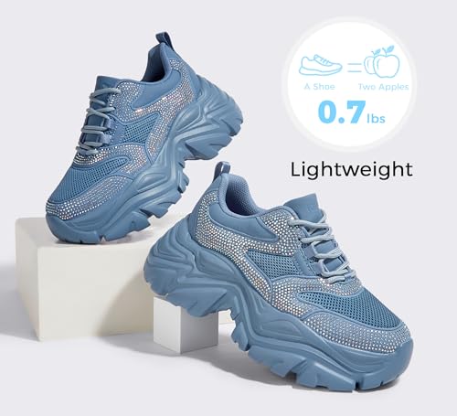 Image of K KIP WOK Chunky Sneakers for Women Fashion Platform White Leather Casual Dad Shoes Comfortable Wedge Walking Sport Sneakers