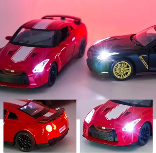 Image of 1:32 Scale Die-Cast Metal GT-R with Openable Doors and Pull Back Action with Lights & Music (red)
