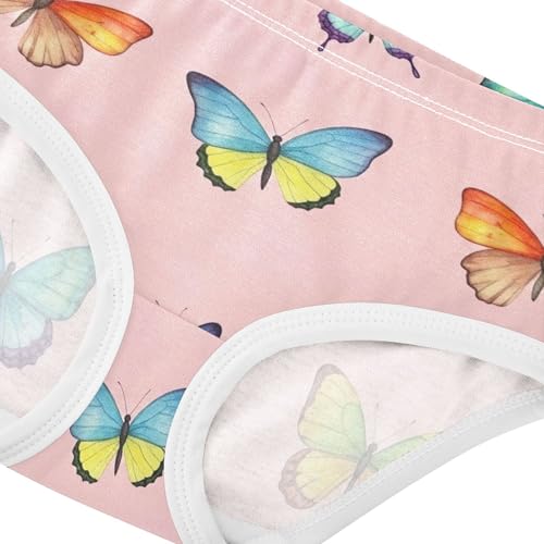Girls Underwear Toddlers 2t Cotton Little Girl Panties Flower Underpants Briefs Watercolor Butterflies Pink4