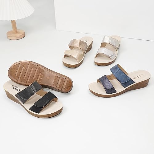 Sandales tongs larges femme avec semelle de soutien anatomique
