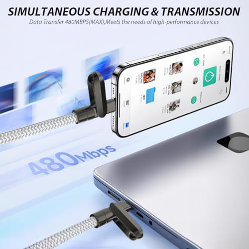 Image of Verilux PD 60W Lanyard Style Type C Cable Fast Charging, 3.3FT /1M Type C to C Cable with 480MBPS Data Cable C Type Fast Charging, C Type Charger Cable Nylon Braided for iPhone 16 /15, Galaxy S25 /S24