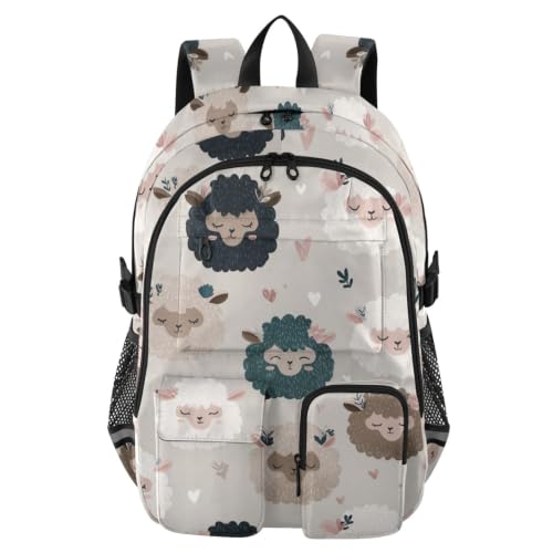 Mochila para laptop de 17.5 pulgadas que alivia el peso escolar con diseño de oveja