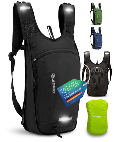 SASMO® Fahrradrucksack 10+3l mit Thermofach & Helmnetz | MTB Rucksack | Fahrrad Rucksack - inkl. Regenschutz | Trinkrucksack Fahrrad für Herren & Damen