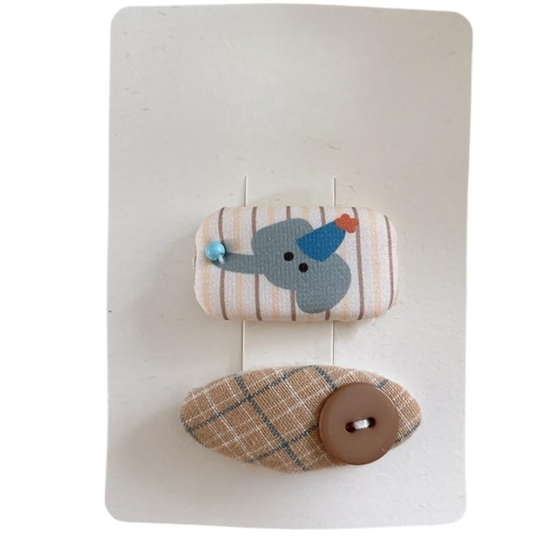 2 pinzas para el pelo de tela, animales lindos, dulces y encantadores, mini pinzas para el pelo hechas a mano, diseño de elefante