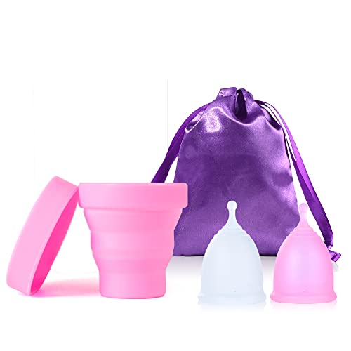 Ginalaia Menstrual Cup with Collapsible Storage Cup, Leak-Proof Design with