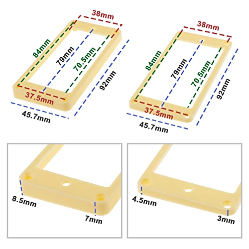 Be In Your Mind 4Pcs Humbucker Pickup Frame Humbucker Pickup Mounting Rings Set Pickup Straight Frame Accessories for Electric Guitar Plastic Cream - Image 3