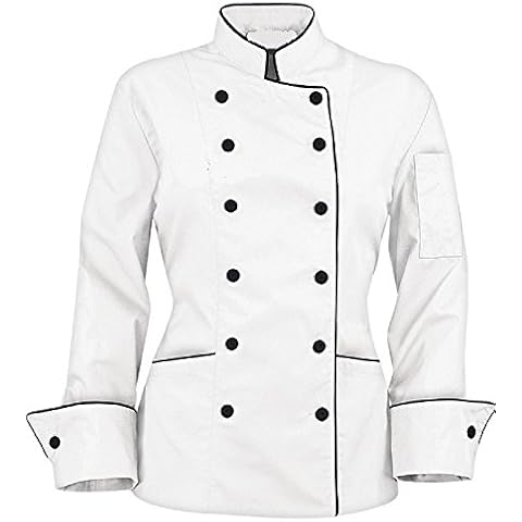 Long Sleeves Stylish Women's Ladies Chef's Coat Jackets (S (for Bust 35-36), White) Cover