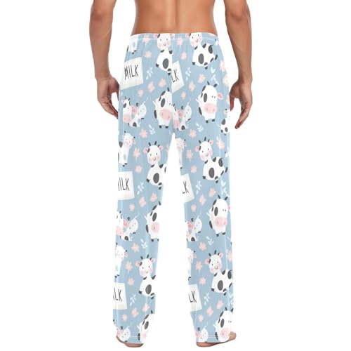 Cute Milk Cow (3) Men's Pajamas Pants Cotton Sleep Bottoms Pants Lounge Sleepwear - S3