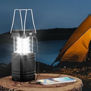 Solar Camping Lanterns, Hand Crank Flashlight, USB Rechargeable LED Lanterns with 3000mAh Capacity Battery, 3 Powered Ways Outdoor Portable Survival Emergency Light for Power Outages,Hurricane,Home