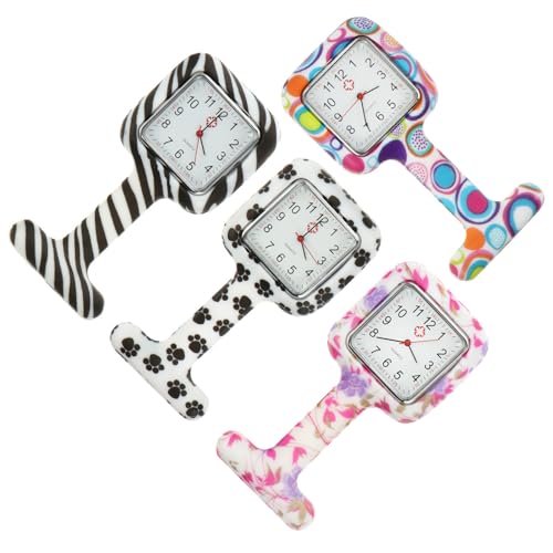 Relojes de enfermera colgantes de silicona con clip para hospital y exámenes (Pack de 4)