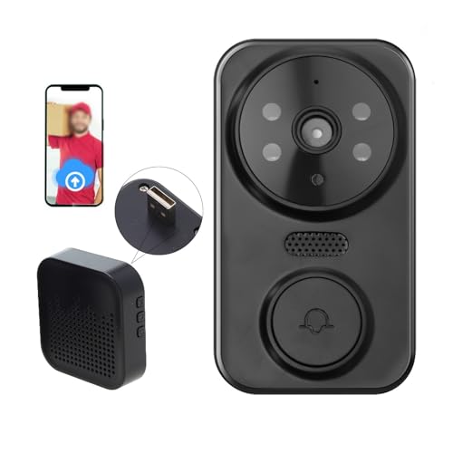 UTTASU Campanello video remoto wireless intelligente con audio bidirezionale, visione notturna, WiFi a 2,4 GHz, compatibile con Alexa e Google Home