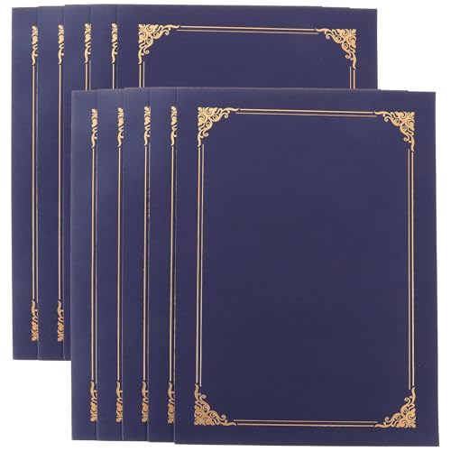 Pochettes en papier pour certificats haut de gamme bleu et bordure dorée