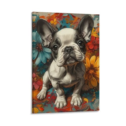 Tableau Smile Dog Murale Impression Toile Décoration Salon 30x45cm