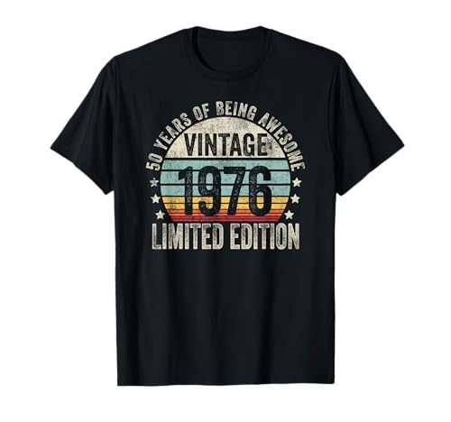 Vintage 1976 50th Birthday Gift Men Women 50 Years Old Retro Camiseta