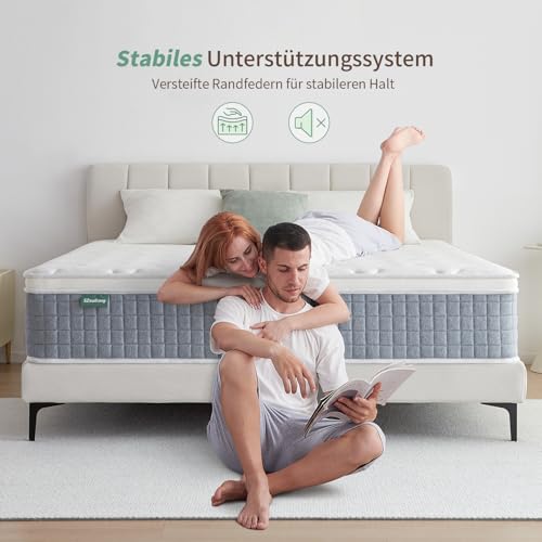 SZsuilong Matratze 90x200x24 H3 7-Zonen Federkernmatratze mit Schaumstoff Orthopädische Taschenfederkernmatratze Öko-Tex Zertifiziert – Bild 3