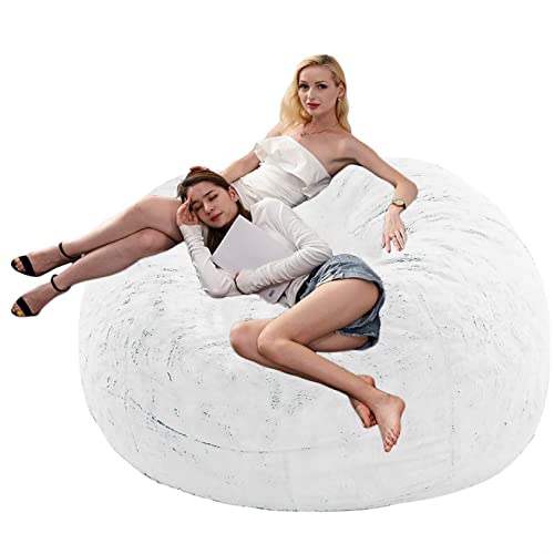Sillón puf Gigante de Piel sintética para Sala de Estar de Adultos, Grande, Redondo, Suave y Esponjoso, Funda para sofá Cama (sin Relleno)