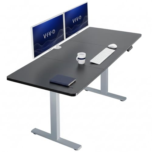 Image of VIVO Electric 71 x 30 in Standing Desk, Memory Height Adjustment, 1B Series, Holds 220 lbs, Black Top Gray Frame, DESK-KIT-1G7B