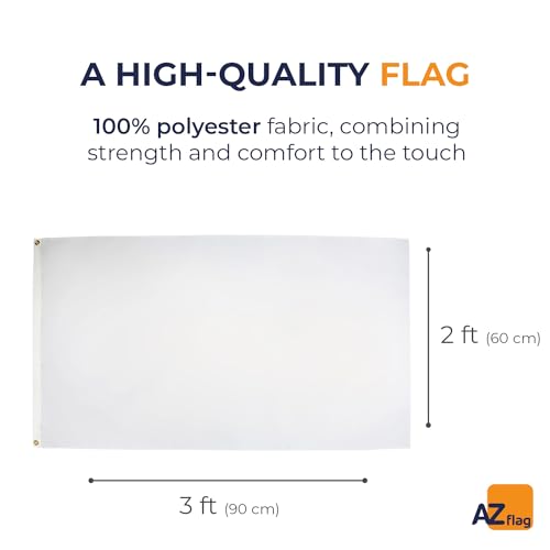 Image of AZ FLAG - Race Officer White Flag - 2x3 Ft- 100D Polyester Racing Banner with Two Metal Grommets - Fade Resistant - Vivid Colors - 2' x 3' Feet - 90x60 Cm