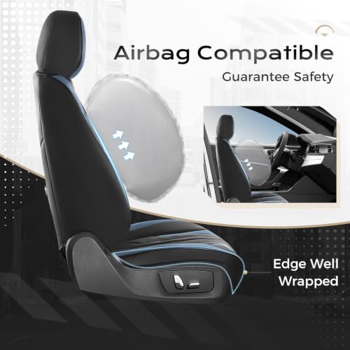 Image of Coverado Car Seat Covers Full Set, Seat Covers for Cars, Front Seat Covers and Back Seat Cover Waterproof Leather Automotive Seat Cover, Universal Car Interior Protectors Cushion for Most Cars