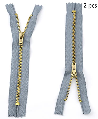 AERZETIX - C61277 - Lot de 2 Fermetures éclair non séparables 16 cm en métal - fermeture à glissière - couleur gris plomb - couture maroquinerie trousses jupe robe vêtement pantalon mercerie – vue 2