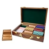 GSE Games & Sports Expert Wooden Poker Chip Case with 3 Chip Trays, Casino Grade Chips Holder for Poker Chips, Holds 300 Chips (Walnut)
