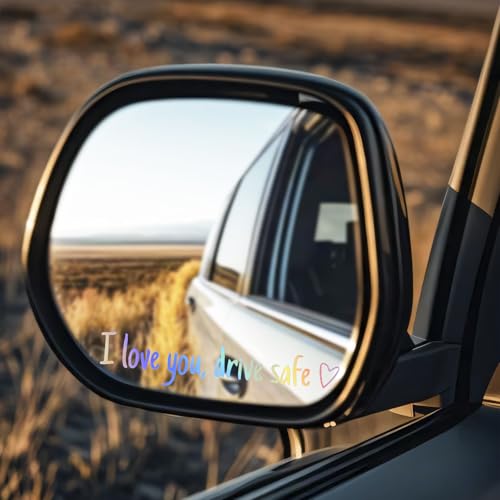 Image of I Love You Drive Safe Rearview Mirror Sticker,4PCS Rear View Mirror Sticker, Drive Safe I Love You is a Great Gift to Express Your Love to Your Significant Other or Family
