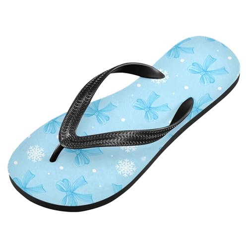 Burbuja Bows Snowflakes Flip Flops for Women Men, Soft Thong Sandals Rubber Slippers for Pool Beach Essentials2