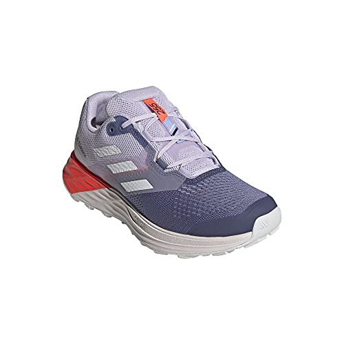 adidas Women's Terrex Two Flow Trail Running Shoes, Orbit Violet/Crystal White/Solar Red - 11