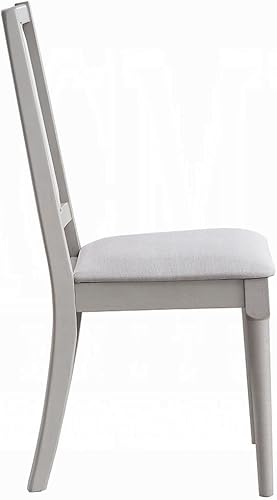 Miniatura 5 de Juego de 2 sillas de comedor modernas, tapizados de madera, muebles de comedor contemporáneos para mesa de cocina y sillas de asiento, color gris