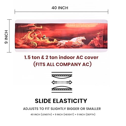 Image of Printed Split Ac Cover Indoor Unit For 1.5 Ton Capacity AC, Inner Unit Ac Cover, All Weather Cover /Attractive Digital Prints /Dustproof /Silken water-resistant Split Ac Cover (Rath)