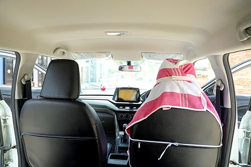 Image of ROMAN HOME 100% Superfine Cotton Solid Large Luxury All Car Seat and Office Chair Towel with Tie Knot & elistick 450 GSM (Pack of 1) (1, car red line)