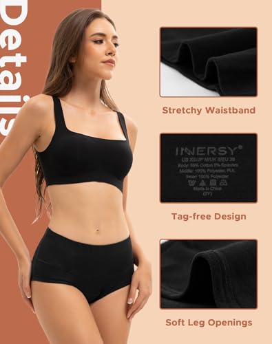 Image of INNERSY Period Underwear for Women Heavy Flow High Waist Cotton Leak Proof Postpartum Menstrual Panties 3-Pack