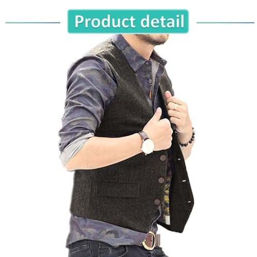 Men's Casual Plus Size Vest with 3 Pockets Wedding Herringbone Slim Fit Waistcoat Jacket Tank Top for Prom,Daily2