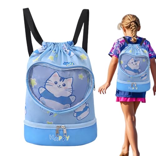 Mochila impermeable para niños   Compartimentos separados secos y húmedos, de natación aislada, Mochila de playa ligera, Dibujos animados divertidos | Porta herramientas de piscina estancas st