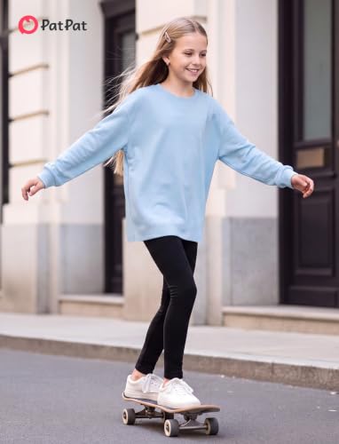 Image of PATPAT Little Girls Clothes Crew Neck Leopard Color Block Sweatshirt and Leggings Girls Outfits Size 4-12Y
