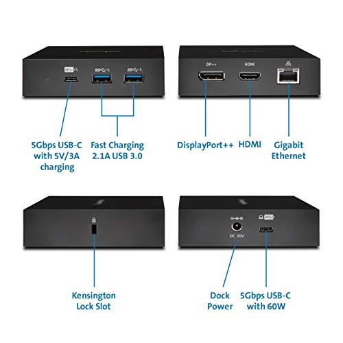 Kensington Station d'accueil SD2000P USB-C – pour Surface Pro 7, Surface Book, Surface Laptop 3, Surface Go, iPad Pro et Ordinateurs Portables USB-C ; Sortie 4K à Moniteur Unique avec Puissance de 60 – vue 2