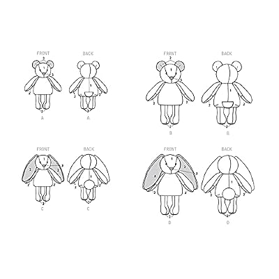 Plush Bunnies and Bear Sewing Pattern Kit, Code 9306