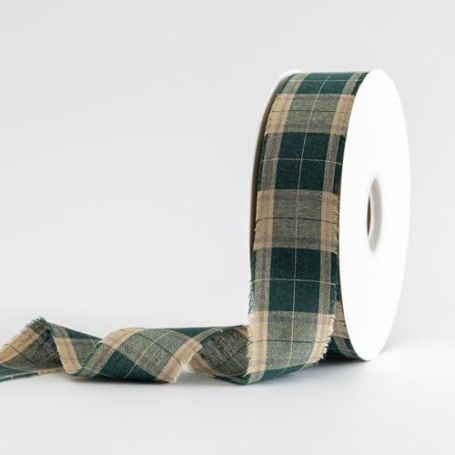 Pretty Jolly Frayed Plaid Cotton Ribbon for Gift Wrapping Handmade 50 Yds by Pretty Jolly - Used condition - US$22.95