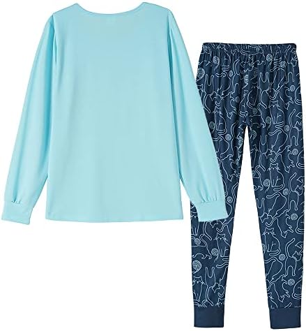 Pigiama Donna VENTELAN Maniche Lunghe Con Orsetto Natalizio – A Righe, Morbido, Taglie XS-XL