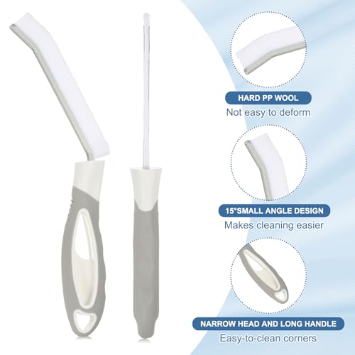 Image of PATIKIL Hard Bristle Crevice Cleaning Brush, 3Pcs Multifunctional Gap Cleaning Brush Corner Cleaning Brushes Tool for Little Corner Kitchen Bathroom Toilet Windows, Grey White